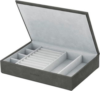 blomus Aufbewahrungsbox Schmuckaufbewahrung -SAHLA- Schmuckbox, Schatulle, Kiste für Schmuck (1 St, 1x), Funktionales Design, klare Linien, Wildlederoptik, Organizer
