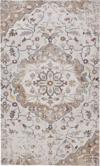 Teppich beige / braun 150x230 cm Blumenmuster Kurzflor KATTAKKADA