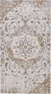 Teppich beige / braun 150 x 230 cm Blumenmuster Kurzflor KATTAKKADA