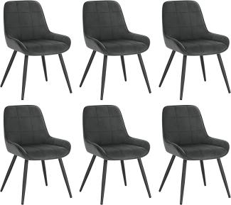 WOLTU Esszimmerstühle 6er Set, Polsterstuhl Samt, Küchenstuhl gepolstert, Akzentstuhl für Wohnzimmer Schlafzimmer Küche, ergonomischer Stuhl mit Rückenlehne, Dunkelgrau, BH331dgr-6