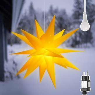 SALCAR 60cm Weihnachtsstern Beleuchtet Außen, 3D Leuchtstern