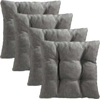 Traumnacht Stuhlkissen Cozy 4er Set, Bequeme Sitzkissen für Gartenstuhl, Küche oder Esszimmer, Indoor u. Outdoor, 38 x 38 x 6 cm, hellgrau