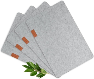 4 Tischuntersetzer aus Filz 43x23cm Platzmatte Tischset Platzset Tischmatte Telleruntersetzer Hellgrau