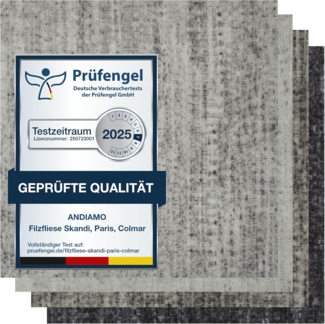 Andiamo Teppichfliese Paris Nadelfilz, quadratisch, Höhe: 4 mm, 40x40 cm, selbstklebend, robust & strapazierfähig, 25 Stück (4 qm)