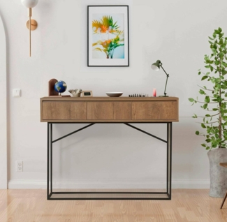 Dmora - Sideboard Alkam, Buffet für Wohnzimmer, Sideboard, Küchenspender, 120 x 36 x 90 cm, Walnuss und Schwarz