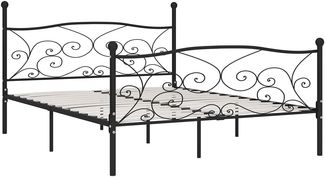 vidaXL Bettgestell mit Lattenrost Schwarz Metall 180 × 200 cm [284459]