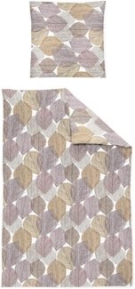 Irisette Feinbiber Bettwäsche Koala 135x200 Blätter taupe ziegel gold 8393-50