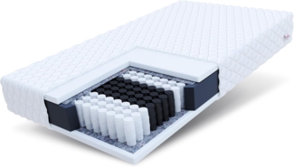 FDM Orthia Taschenfederkernmatratze 100x200 cm 7-Zonen Matratze Härtegrad H3 (Mittelhart) 17 cm Höhe Polyurethanschaum Zweiseitig Bezug Abnehmbar Waschbar