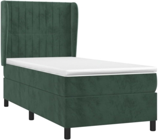 vidaXL Boxspringbett mit Matratze Dunkelgrün 100x200 cm Samt 3129318