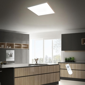 TRANGO LED Deckenleuchte, 3026 LED Panellampe 24 Watt *EM* Deckenpanel CCT Farbtemperatur & Helligkeit stufenlos dimmbar - 3000K - 6000K inkl. Timer & Nachtlicht-Funktion, Deckenstrahler, Lampenschirm in Weiß-Effekt, Wandleuchte, Deckenlampe