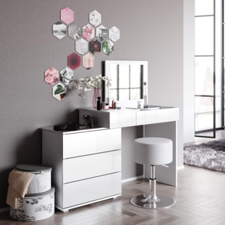 Vicco Schminktisch Weiß 117.4 cm mit Hocker, Lotos