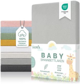 Laleni 2er-Set Premium Spannbettlaken für Beistellbett 50x89 cm - Oeko-Tex Zertifiziert, 100% Baumwolle, atmungsaktives Spannbetttuch Jersey Baby, 150 g/m², Moonlight Grey - Grau