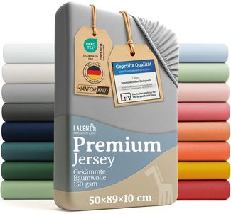 Laleni 2er-Set Premium Spannbettlaken für Beistellbett 50x89 cm - Oeko-Tex Zertifiziert, 100% Baumwolle, atmungsaktives Spannbetttuch Jersey Baby, 150 g/m², Moonlight Grey - Grau
