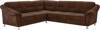 Cavadore Ecksofa Salisa mit Federkern / Polsterecke im klassischen Design / 264 x 86 x 244 / Mikrofaser Hellbraun
