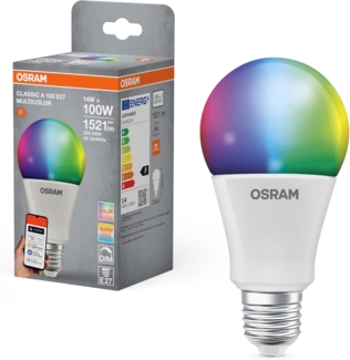 OSRAM SMART+ RGBW, E27 LED-Lampe mit Matter over Wifi, speziell entwickelt für ALEXA - einfache Einrichtung per Klick, 100W-Ersatz, warmweiß bis kaltweiß(2700-6500K), 16 Mio RGB Farben, 1er-Pack