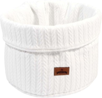 Aufbewahrungskorb Lykke Weiß Baumwolle Zopfstrickmuster 22x22cm