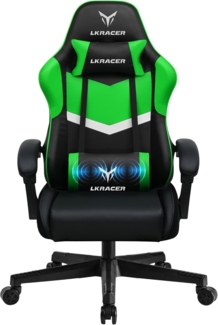 GTPLAYER Gaming Stuhl Bürostuhl Massage Gaming Sessel Ergonomischer Gamer Stuhl, Kopfstütze Massage-Lendenkissen, Gepolstert Gaming Chair, Drehsessel