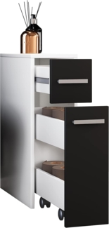 VCM Badmöbel Midischrank Zalo 917470 Weiß / Schwarz H. 61 x B. 20 x T. 45 cm