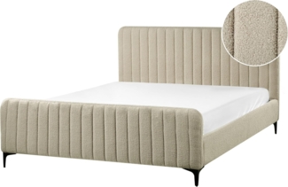 Bett mit Lattenrost Bouclé LUNAN 160 x 200 cm Beige