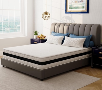 EGO HOME Matratze 180x200 cm Härtegrad H3 Taschenfederkernmatratze Höhe 23 cm Ergonomische 7 Zonen Federkernmatratze 180x200 cm mit Komfortschaum und Microfaser-Bezug für Kinder und Erwachsene