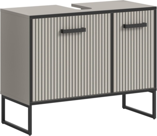 furnling Waschbeckenunterschrank Benno 2 Türen, Softclose-Funktion, Rillenoptik, Breite 80 cm, kaschmir