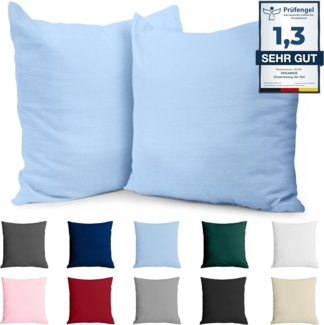 Kissenbezug 65x65 Baumwolle Renforcé (2er-Set) - Hellblau - Dicht gewebt mit 57 Fäden/cm² - Kissenbezüge 65x65 cm - Oeko Tex Zertifiziert - Dreamzie