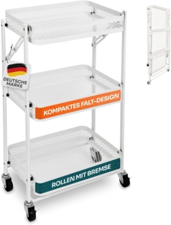 Gardissimo Beistellwagen klappbar mit 4 Rollen aus Metall, (komplett-Set), Rollwagen Küchenwagen Nischenregal Servierwagen