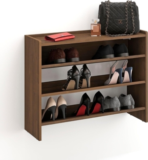 KOMTO Schuhregal Elexis 3 Schmal - Schuhablage Flur mit 3 Ebenen Offener Schuhschrank, Schuh Organizer Platzsparend 80 x 25 x 60 cm