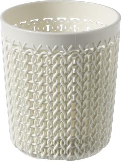 CURVER 234664 Runder Aufbewahrungskorb Strick, Kunststoff, gebrochenes Weiß, 9,9 x 9,9 x 11,2 cm