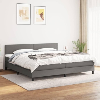 vidaXL Boxspringbett mit Matratze, Stoff, Dunkelgrau, 200x200 cm, H2