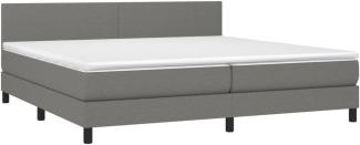 vidaXL Boxspringbett mit Matratze, Stoff, Dunkelgrau, 200x200 cm, H2