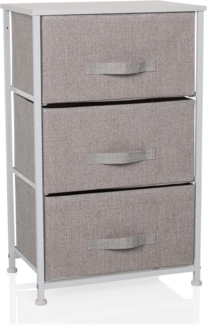hjh LIVING Kommode mit 3 Stoffschubladen FOLDRESS M 73 x 45 x 30 cm Schubladenkommode Organizer, höhenverstellbare Fußgleiter, Metall-Gestell, Grau