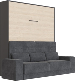 SMARTBett Schrankbett SMARTBett Schrankbett M1 140x200 Vertikal mit Sofa Anthrazit