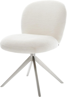 Drehstuhl Nube-Flex Bouclé Soft Beige Kreuzgestell breit Edelstahl 360° drehbar Wippfunktion Taschenfederkern