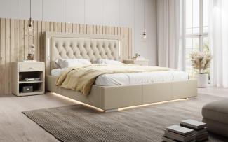 Designer Polsterbett Rio inkl. RGB, USB und Stauraum 180x200 Beige H4