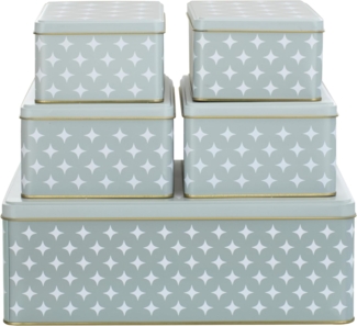 bonsport Keksdose Keksdosen 5er-Set, eckig, Metall, Sterne, Grau