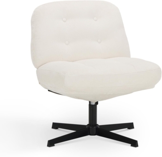 COLAMY Ergonomischer Bürostuhl Ohne Rollen, Schneidersitz Stuhl, Criss Cross Chair, 360° Drehbar Lehnstühle Lounge, Schminktisch Stuhl für Home Office, Weiß