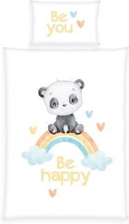 Herding Baby Bettwäsche Panda Regenbogen 100x135cm 40x60cm