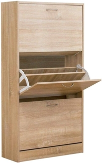 BAKAJI Schuhschrank Slim Platzsparend beige Schuhregal mit 3 Türen, doppelte Tiefe aus Melamin, 60 x 24 x 120 cm, Farbe, Holz, 63 x 24 x 115 cm