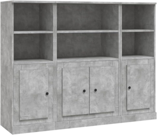 vidaXL Highboards 3 Stk. Betongrau Holzwerkstoff 3185307