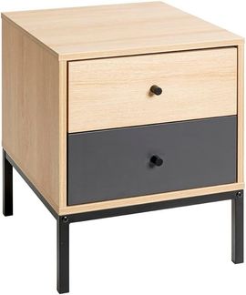 HAKU Möbel Konsole anthrazit, Eiche natur, schwarz, MDF, Metall - Maße: B 40 x H 50 x T 45 cm, Style: Modern