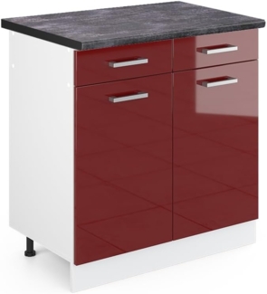Vicco Küchenunterschrank R-Line, Bordeaux Hochglanz/Weiß, 80 cm, AP Anthrazit