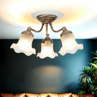 Licht-Erlebnisse Deckenleuchte PLAFFONIERE, ohne Leuchtmittel, Deckenlampe aus Messing bronziert Floraler Stil Flur Wohnzimmer