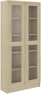 vidaXL Vitrinenschrank Bücherschrank Aktenschrank Büroschrank Vitrine Schrank Bücherregal Standvitrine Sonoma-Eiche 82,5 x 30,5 x 185,5 cm Spanplatte