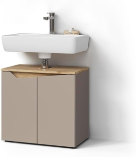 Livinity® Waschbeckenunterschrank Timavo, Greige/Artisan-Eiche, 60 x 57.5 cm mit 2 Türen