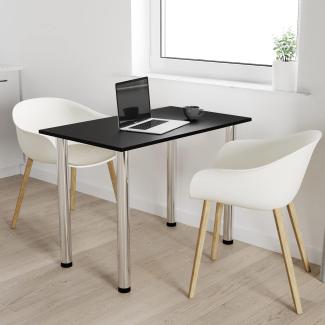 90x50 | Esszimmertisch - Esstisch - Tisch mit Chrombeinen - Küchentisch - Bürotisch | SCHWARZ