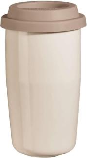 ASA Selection cup & go Thermobecher creme, Deckel braun, Isolierbecher, Trinkbecher, Porzellan / Silikon, Natur, 350 ml, 34711024