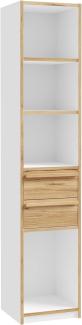 Standregal >SMARTROOM< in Weiss / Catania Eiche - 44,4x215x42cm (BxHxT)