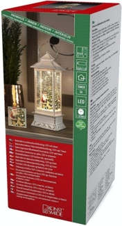 LED Schneelaterne Weihnachtsmann/Hund - 1 warmweiße LED - Timer - Batterie - Innen - vintage - weiß