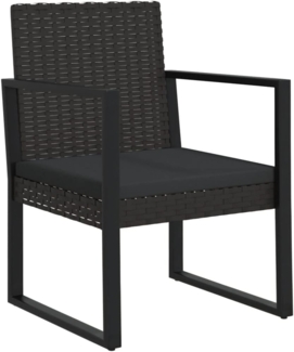 vidaXL Gartensessel mit Kissen Schwarz Poly Rattan 362324